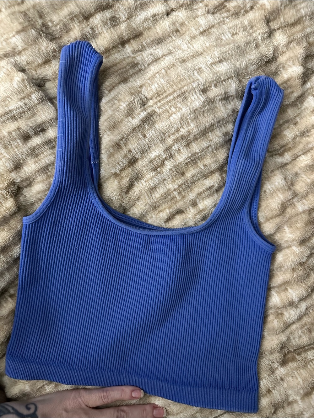 FP Movement by Free People Ribbed Scoop Neck Crop Tank - Blue